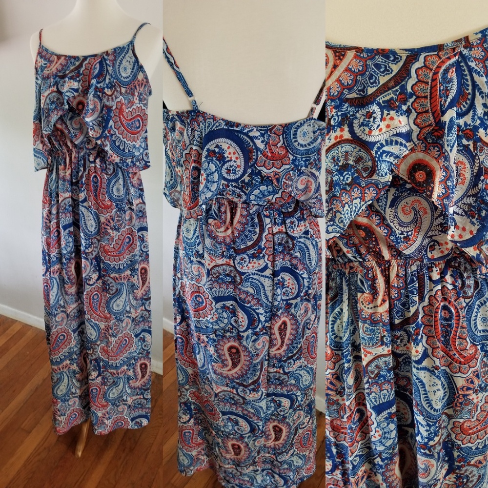 Navy and Orange Maxi Dress